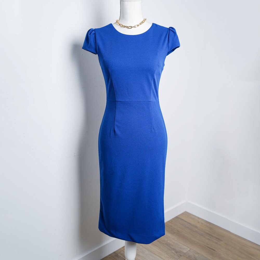 Betsey Johnson Royal Blue Sheath Dress Cap Sleeves Size 0 Career Professional